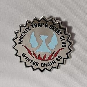 Vintage 1989 Phoenix Trap & Skeet Club Winter Chain Award Lapel Hat Pin